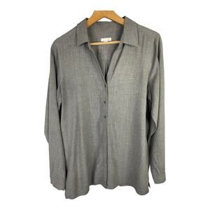 J Jill Womens Size Small 1/2 Button Down Chambray Blouse Popover Gray Top